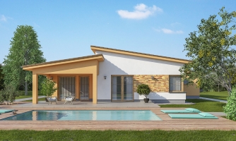 Casa con tetti a spiovente.